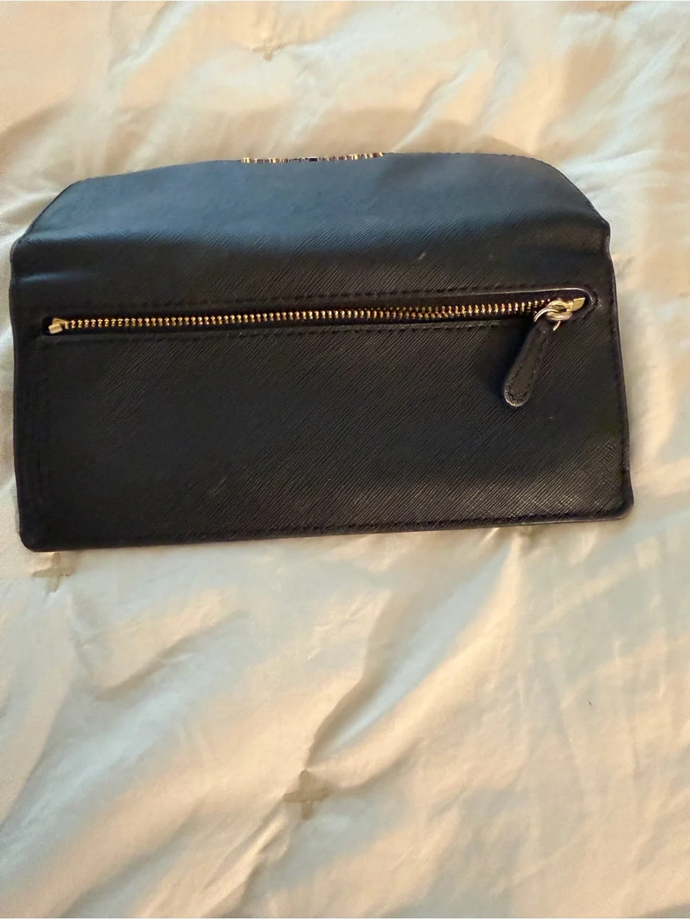 Michael Kors Black Leather Continental Wallet with Gold Logo